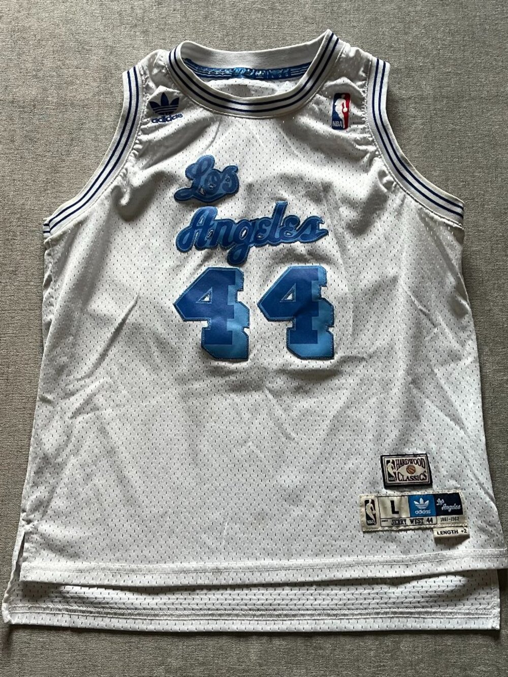 Jerry West Los Angeles Lakers Adidas Jersey Youth L 14-16 White NBA #44 HWC